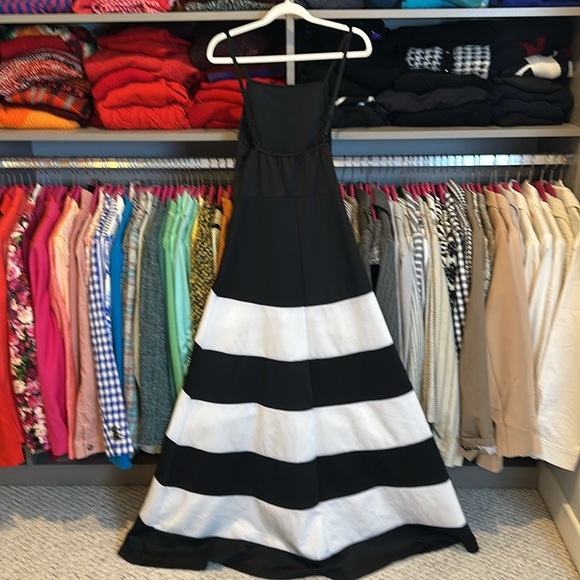 Misslook black/white striped sleeveless adjustable strap maxi dress size M - Picture 3 of 3